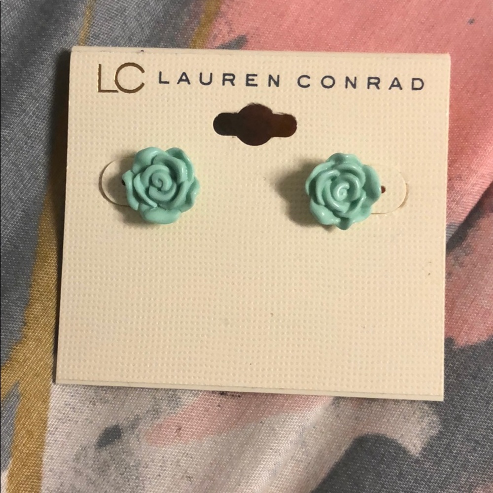 Lauren Conrad light blue  rose earrings